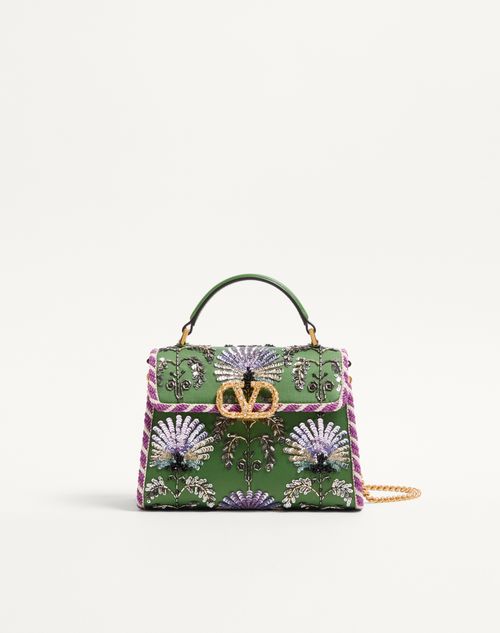 Valentino Garavani - Valentino Garavani Mini Vsling Embroidered Handbag With Jewel Logo - Multicolour - Woman - Top Handle Bags